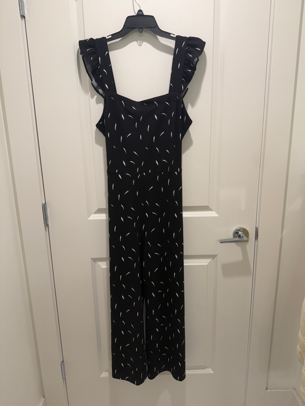 Ann Taylor Factory Black Jumpsuit with White Sprig Print